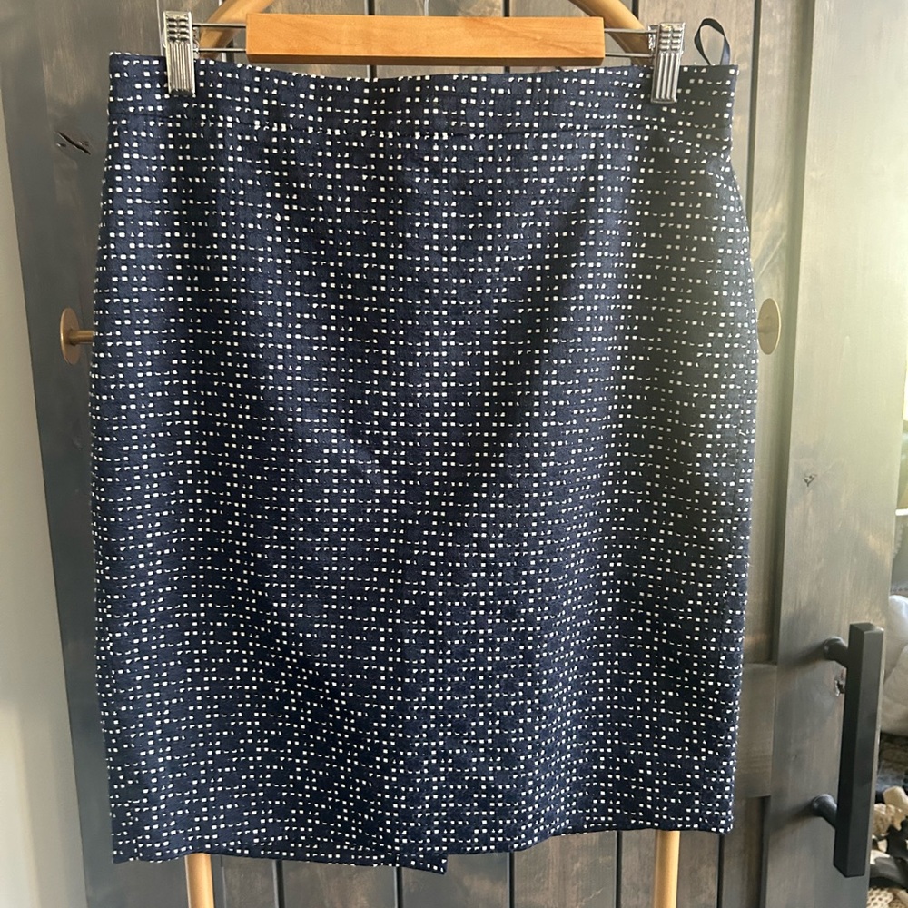 J. Crew Navy and White Pencil Skirt NWOT